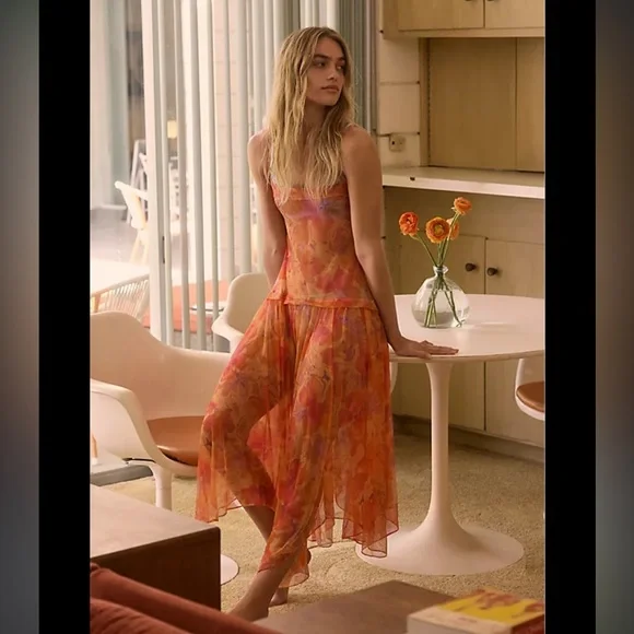 Free People Step Out Midi Slip in Sorbet Combo Size L - Picture 1 of 8